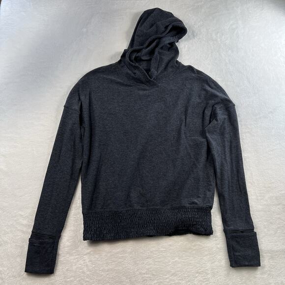 Lululemon Sz 6 Lead The Pack Hoodie Heathered Dark Cast Black Rulu Stretch Run - Picture 4 of 14